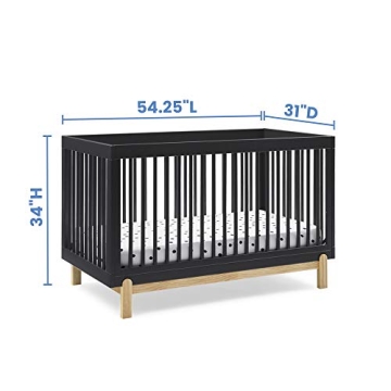 Delta Children Poppy Convertible Crib in Midnight Grey Natural