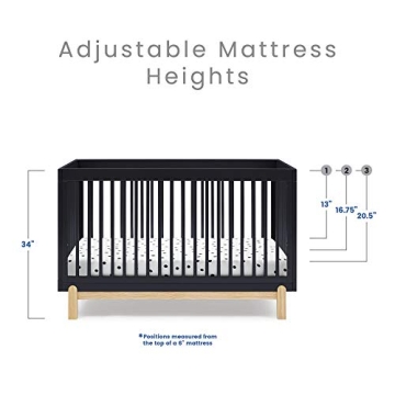 Delta Children Poppy Convertible Crib in Midnight Grey Natural