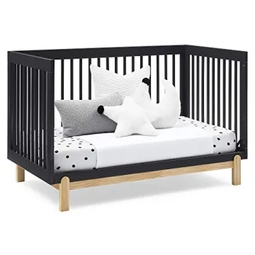 Delta Children Poppy Convertible Crib in Midnight Grey Natural