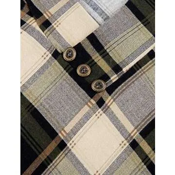 Tunic Hooded,Timeson Womans V Neck Comfy Sweatshirt Pocket Drawstring Pullover Hoodie Shirts Fashion Plaid Tunics Tops for Leggings Loose Fit Hoodies for Fall Green Black X-Large