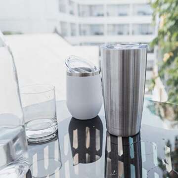 CIVAGO 20oz Tumbler with Lid and Straw, Stainless Steel Vacuum Insulated Coffee Tumbler Cup, Double Wall Powder Coated Travel Mug (Stainless, 1 Pack)