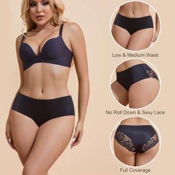 ITAYAX Sexy Lace Underwear for Women Frozen Silk Seamless Satin Panties with Silky Tactile TouchS M ...