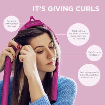 Conair 2-in-1 Heat & Heatless Hair Curler Set - Satin Curling Ribbon, Claw Clip, Scrunchies.