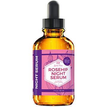 Leven Rose Rosehip Oil Night Face Serum, 100% Pure Organic Natural Rose Hip Oil Serum for Dry Skin 1 oz