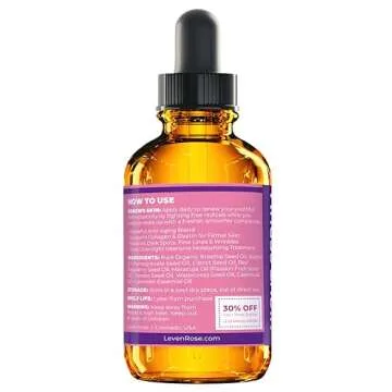 Leven Rose Rosehip Oil Night Face Serum, 100% Pure Organic Natural Rose Hip Oil Serum for Dry Skin 1 oz