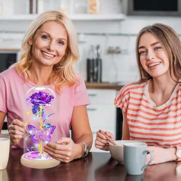 Valentines Day Gifts for Her,Valentines Day Flowers Gifts for Mom Women Girlfriend,Birthday Gifts for Women,Valentines Gifts for Wife,Purple Butterfly Rose Gifts for Valentine's Day Anniversary