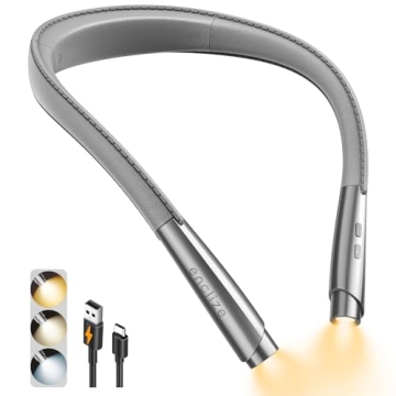 enclize LED Neck Reading Light, Book Light for Reading in Bed, 3 Colors, 9 Brightness Levels, Lightw...