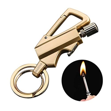 BIASTNR Permanent Match with Bottle Opener - Gold Keychain Lighter for Camping and Outdoor Adventure...