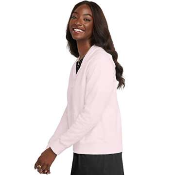Hanes Women's EcoSmart Full-Zip Hoodie Sweatshirt, Pale Pink, 2X Large