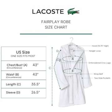 Lacoste Fairplay Robe, 100% Cotton, 34" L, White