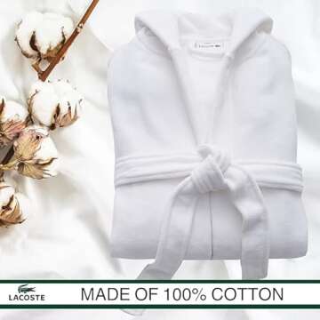 Lacoste Fairplay Robe, 100% Cotton, 34" L, White