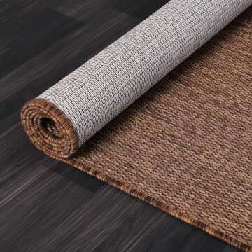 Beverly Rug Indoor Outdoor Rug 6x9, Washable Outside Carpet for Patio, Deck, Porch, Solid Modern Area Rug, Water Resistant, Gold Brown