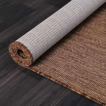 Beverly Rug Indoor Outdoor Rug 6x9, Washable Outside Carpet for Patio, Deck, Porch, Solid Modern Area Rug, Water Resistant, Gold Brown