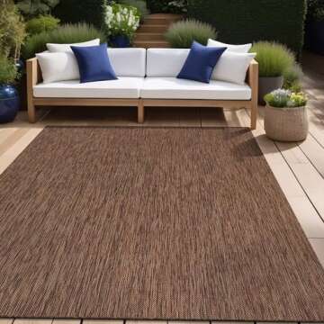 Beverly Rug Indoor Outdoor Rug 6x9, Washable Outside Carpet for Patio, Deck, Porch, Solid Modern Area Rug, Water Resistant, Gold Brown