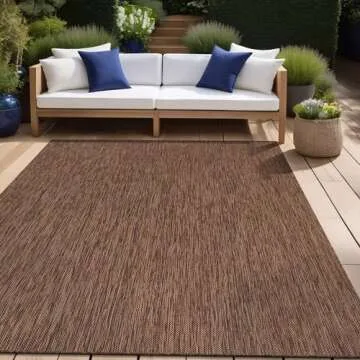 Beverly Rug Indoor Outdoor Rug 6x9, Washable Outside Carpet for Patio, Deck, Porch, Solid Modern Area Rug, Water Resistant, Gold Brown