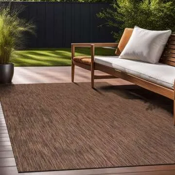 Beverly Rug Indoor Outdoor Rug 6x9, Washable Outside Carpet for Patio, Deck, Porch, Solid Modern Area Rug, Water Resistant, Gold Brown