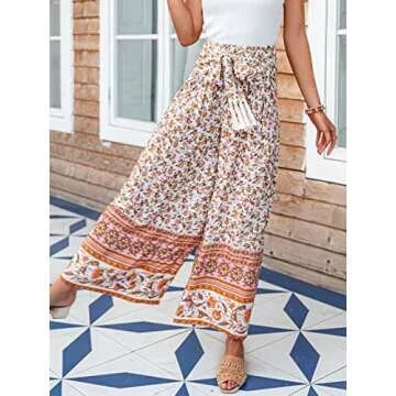Miessial Women's Casual Beach Palazzo Pants for Summer