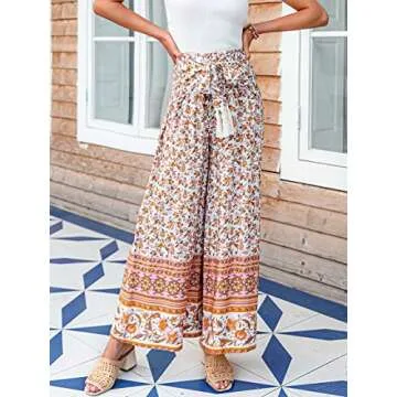 Miessial Women's Casual Beach Palazzo Pants for Summer