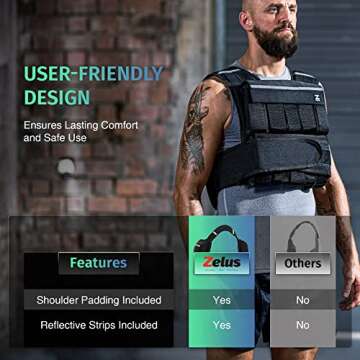Zelus 60lb Adjustable Weighted Vest for Enhanced Workouts
