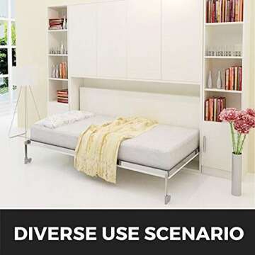 Happybuy Murphy Mounting Wall Springs Mechanism Heavy Duty Support Hardware DIY Kit for Queen Twin Size Bed (Horizontal), White