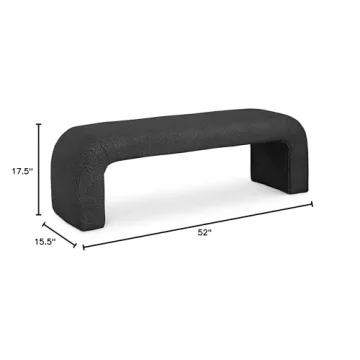 Meridian Furniture Niagara Black Boucle Bench - Stylish Comfort