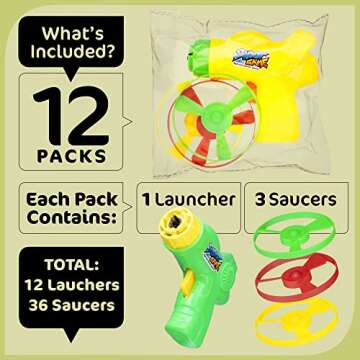 Srenta 12 Pack Flying Toys Disc Shooters for Kids, Interactive Cat Fetch Toy Spinning Toy Flying Sau...