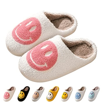 Bevaney Smile Face Slippers for Women – Cozy Plush Slip-Ons