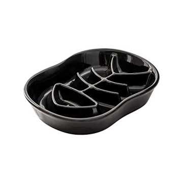 Black Ceramic Slow Feeder Bowl for Dogs and Cats - Anti-Gulping Healthy Diet Pet Bowls