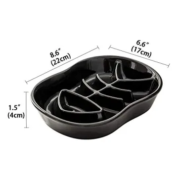 Black Ceramic Slow Feeder Bowls for Dogs and Cats  - Prevent Bloat