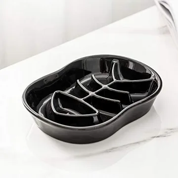 Black Ceramic Slow Feeder Bowls for Dogs and Cats  - Prevent Bloat