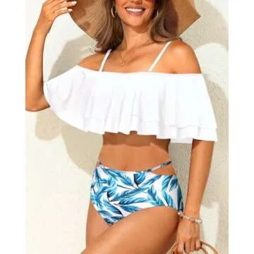 Tempt Me High Waisted Off Shoulder Bikini Set for Women