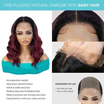 GLAM21USA HD LACE Front Loose Wave 13X6 Glueless Invisible Transparent Lace Frontal Wig Human Hair B...