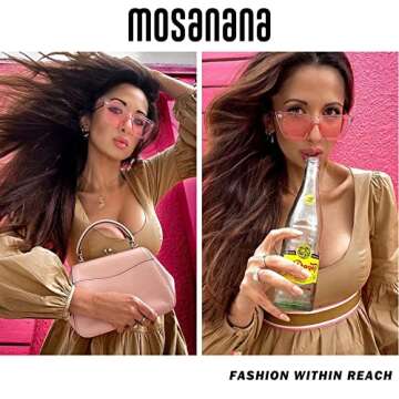 mosanana Women's Retro Cat Eye Sunglasses - Light Pink UV400 Protection