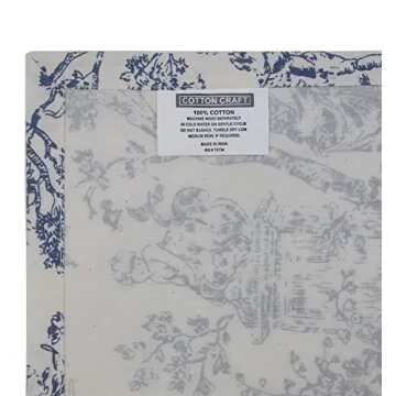 COTTON CRAFT Cloth Napkins - Set of 12-100% Cotton Reusable Napkin - Country French Toile Dinner Napkin -Everyday Spring Summer Fall Christmas Holiday Party Gift - Soft Absorbent Napkin -18x18- Blue