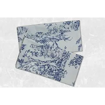 COTTON CRAFT Cloth Napkins - Set of 12-100% Cotton Reusable Napkin - Country French Toile Dinner Napkin -Everyday Spring Summer Fall Christmas Holiday Party Gift - Soft Absorbent Napkin -18x18- Blue