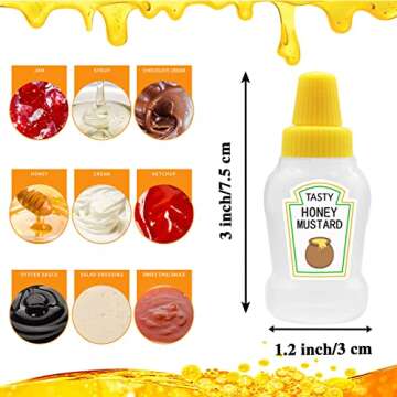 Xuyyicao 12 Pcs Mini Ketchup Bottles,25ml Condiment Squeeze Bottles,Plastic Sauce Container for Kids,Office,Bento Box,Picnic,Honey,Salad Dressing
