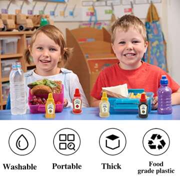 Xuyyicao 12 Pcs Mini Ketchup Bottles,25ml Condiment Squeeze Bottles,Plastic Sauce Container for Kids,Office,Bento Box,Picnic,Honey,Salad Dressing