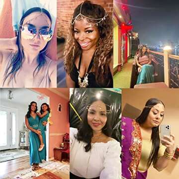 Honbay Metal Gold Sequins Head Chain Headchain Festival Party Halloween Prom Costume Hair Accessories Alloy Fashion Headbands Headpieces