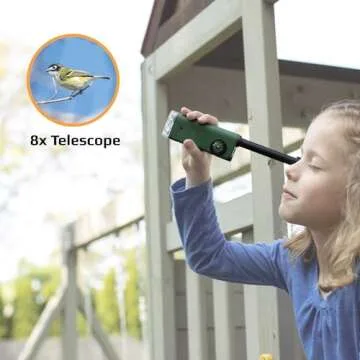 Carson X-Scope Kids 7 Function Multi Purpose Optical Pocket Tool with 30x Microscope, 8x Telescope, 9x Fold-Out Magnifier, Flashlight, Signal Whistle, Directional Compass and Digital Clock (CP-11)