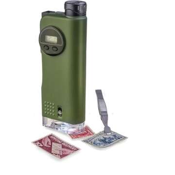 Carson X-Scope Kids 7 Function Multi Purpose Optical Pocket Tool with 30x Microscope, 8x Telescope, 9x Fold-Out Magnifier, Flashlight, Signal Whistle, Directional Compass and Digital Clock (CP-11)