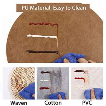 Embossed PU Leather Placemats, Waterproof Coffee Coasters, Kitchen Table Mats, Easy to Wipe Off for ...