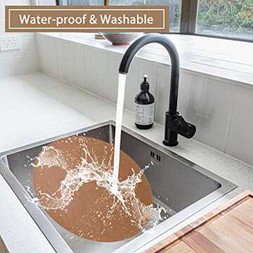 Embossed PU Leather Placemats, Waterproof Coffee Coasters, Kitchen Table Mats, Easy to Wipe Off for Dining Round Table