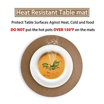 Embossed PU Leather Placemats, Waterproof Coffee Coasters, Kitchen Table Mats, Easy to Wipe Off for Dining Round Table