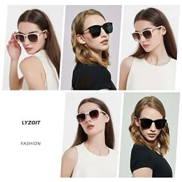 LYZOIT Oversized Sunglasses for Women Mirrored Big Large Shades Fashion Square Frame Sun glasses UV Protection Beige