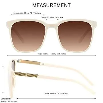 LYZOIT Oversized Sunglasses for Women Mirrored Big Large Shades Fashion Square Frame Sun glasses UV Protection Beige