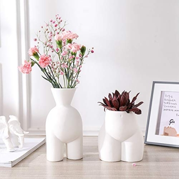 WEIDILIDU White Ceramic Vase Modern Boho Feminist Decor