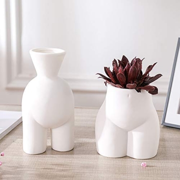 WEIDILIDU White Ceramic Vase Modern Boho Feminist Decor
