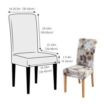 FORCHEER Chair Covers for Dining Chairs Set of 4,Beige Floral Stretch Dining Room Chair Cover Kitchen Parsons Chair Slipcovers (Pack of 4, Beige+Floral)