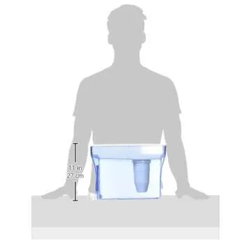 ZeroWater 30 Cup Ready-Pour 5-stage Water Filter Dispenser, NSF Certified To Reduce Lead, Other Heavy Metals And PFOA/PFOS, White And Blue