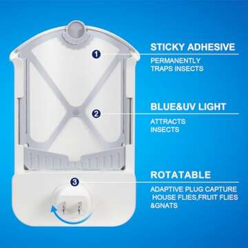 Husaco Flying Insect Trap, Compatible with M364A Refill, 2 Plug-in Base + 2 Cartridge